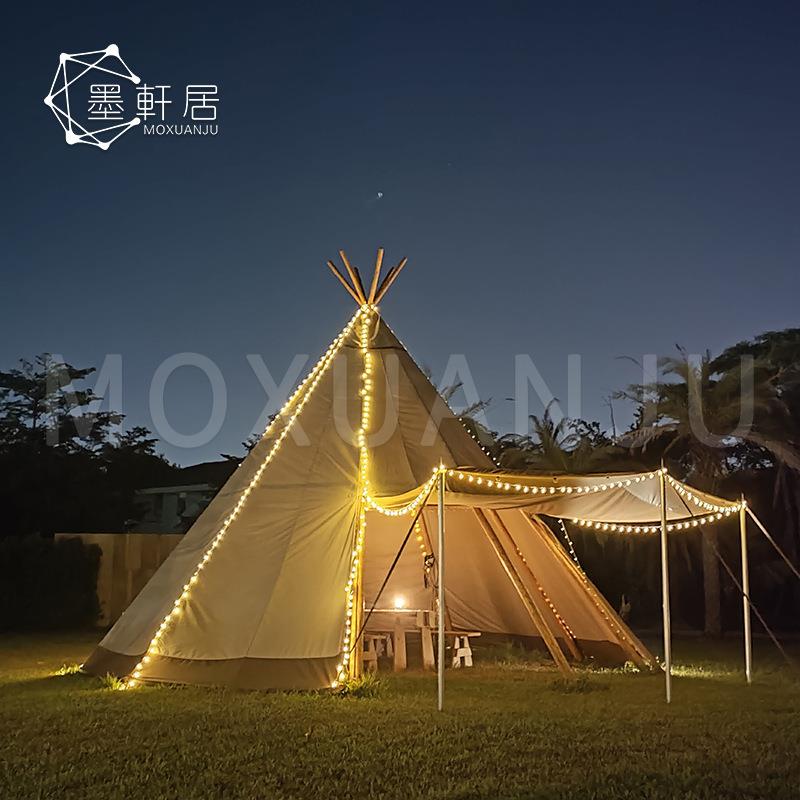 金字塔尖顶篷房实木tipi露营帐篷防水隔热户外营地帐篷源头厂家