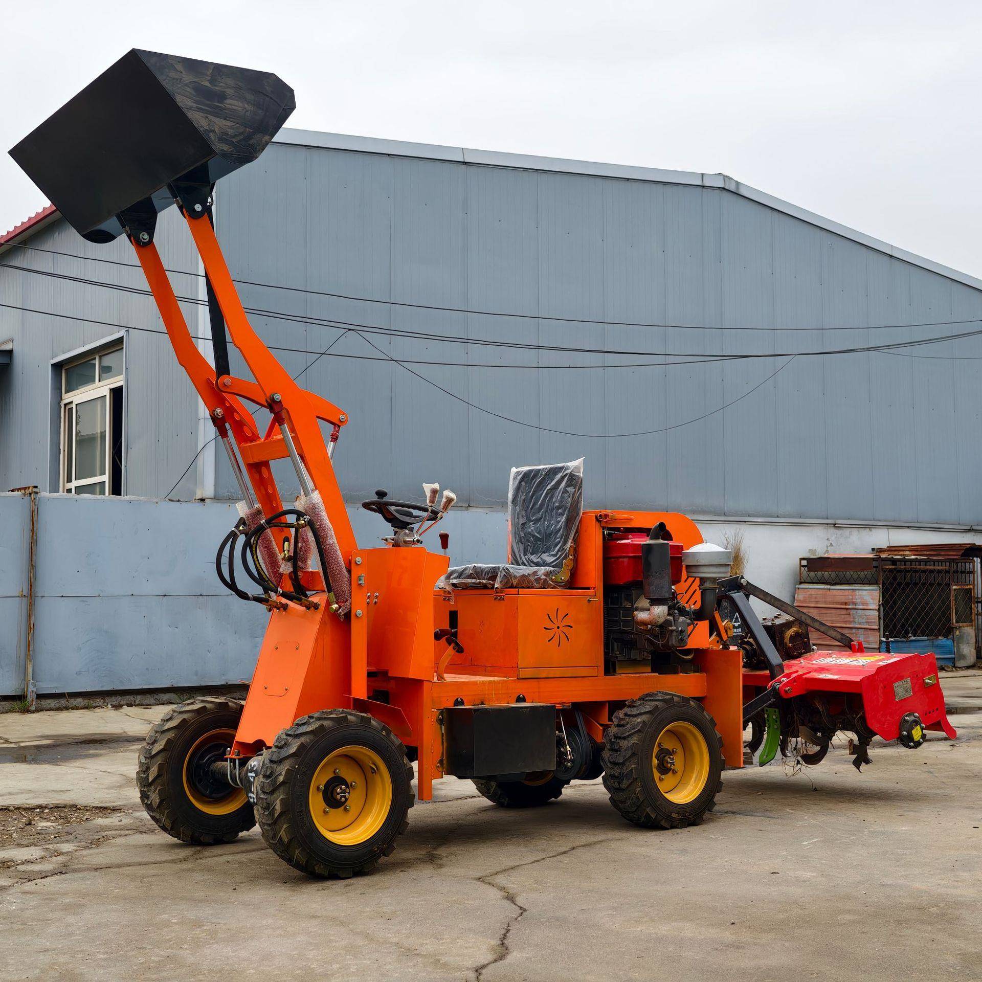 小型四驱柴油装载机跨境新能源电动铲车建筑工程养殖场清理抓木机