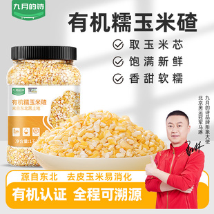 九月的诗东北有机糯玉米大碴子1000g*1罐粘黏玉米糁碎笨渣中粒