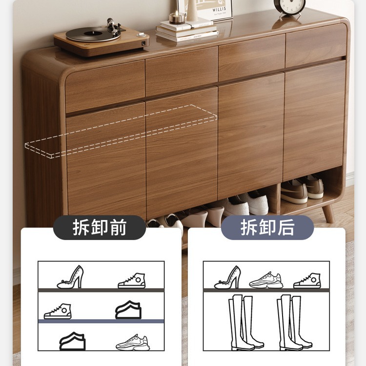大容量实木鞋柜门口家用入户门楼道外玄关柜一体收纳储物新款鞋架