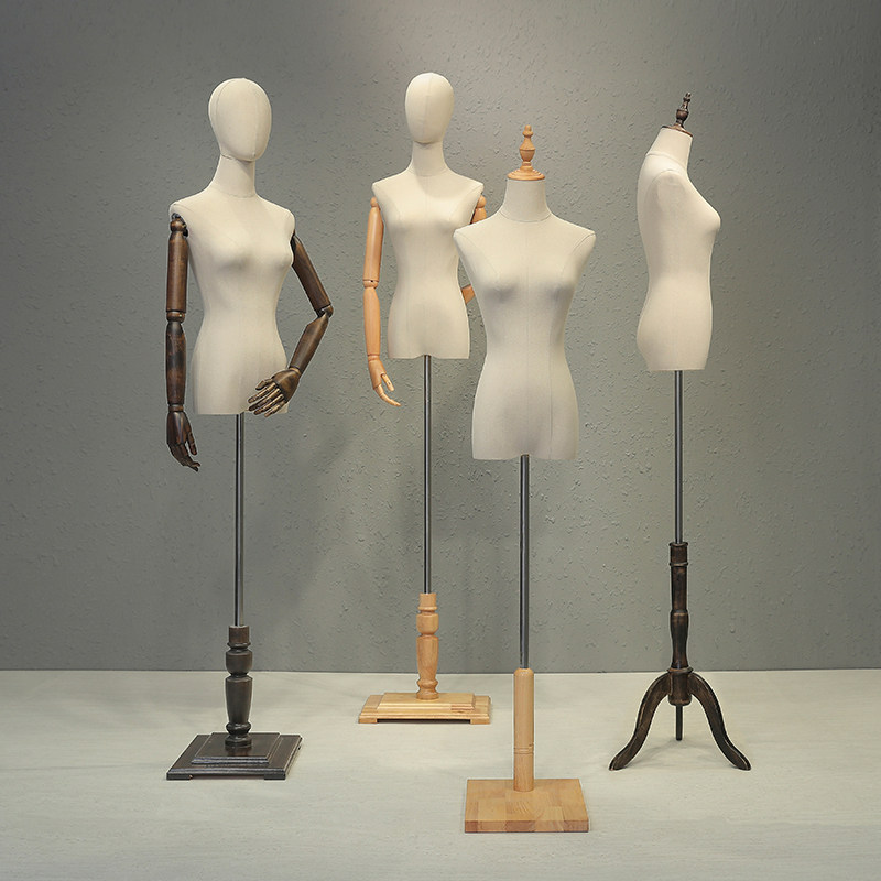 半身模特架服装展示女性尺寸 橱窗木色F人体模型 可拆装韩式实木