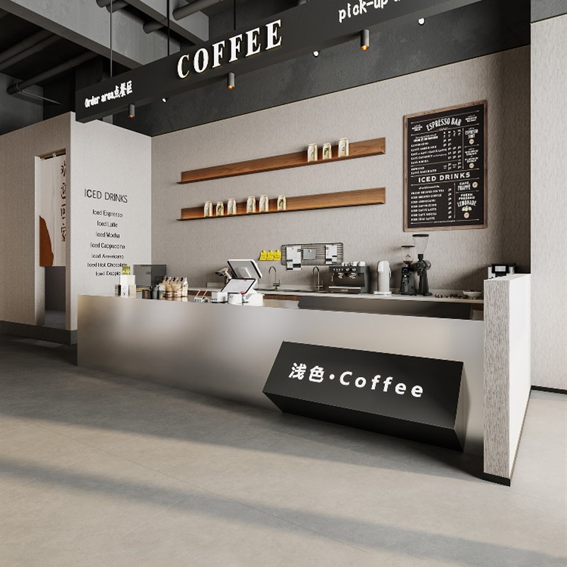 餐饮店收银e台桌前台接待台酒店大厅吧台咖啡奶茶店不锈钢商用定