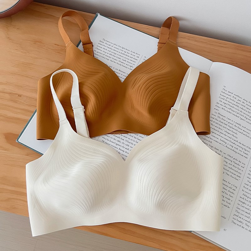 奶嘴胶Bra~超薄m大胸显小内衣女薄款全罩杯软支撑收副乳防下垂文