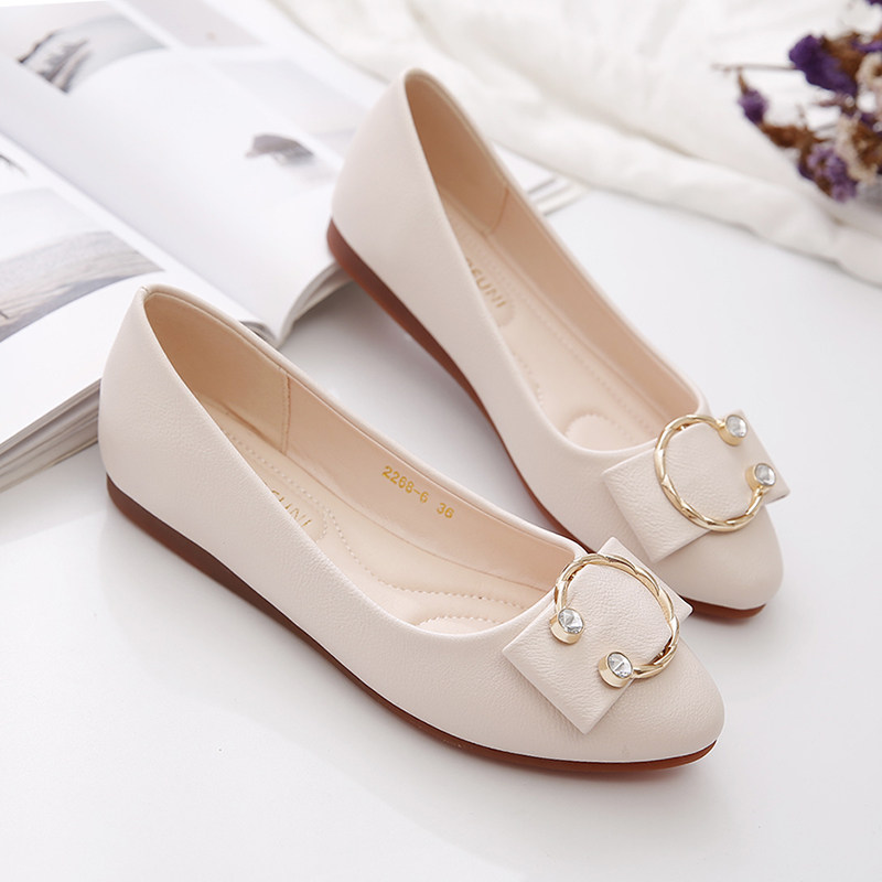 平底鞋单鞋女2021春季新款春秋鞋时尚百L搭浅口圆头软皮软底豆豆,女鞋,浅口单鞋,淘宝优惠券,粉丝福利购,淘宝优惠卷