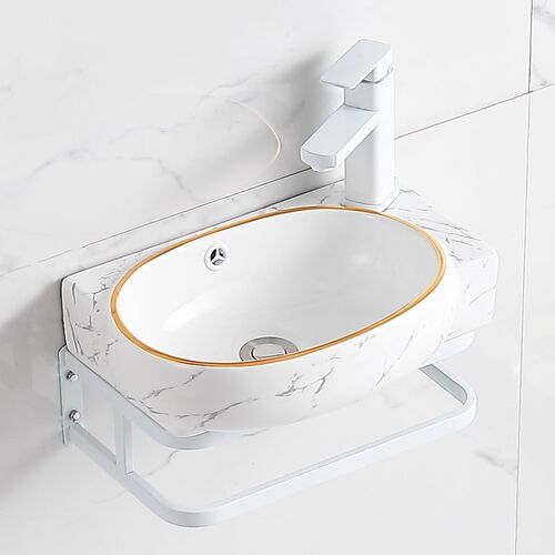 陶瓷洗手b盆小户型卫生间洗脸盆阳台挂墙洗漱台不锈钢支架简约家