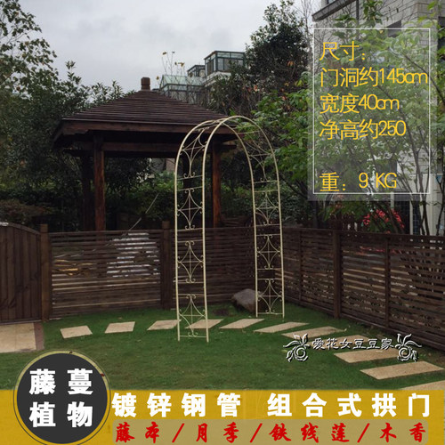 管壁加粗 门宽1.l45 -1.7米花园拱门爬藤花架支架铁艺花门攀爬庭