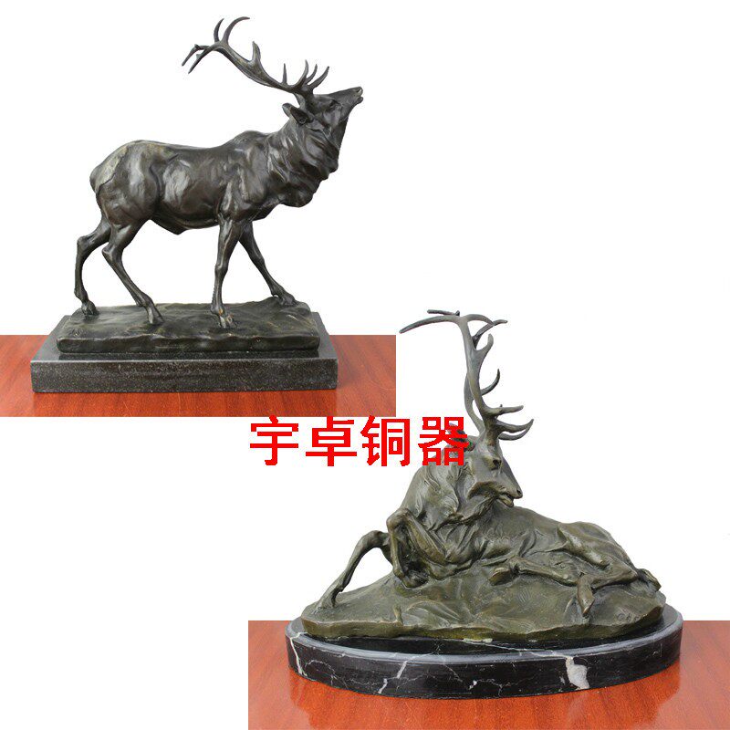 宇卓铜器 铜鹿 家居摆件 欧式工艺品 别墅样板房饰品 Z站鹿 卧鹿