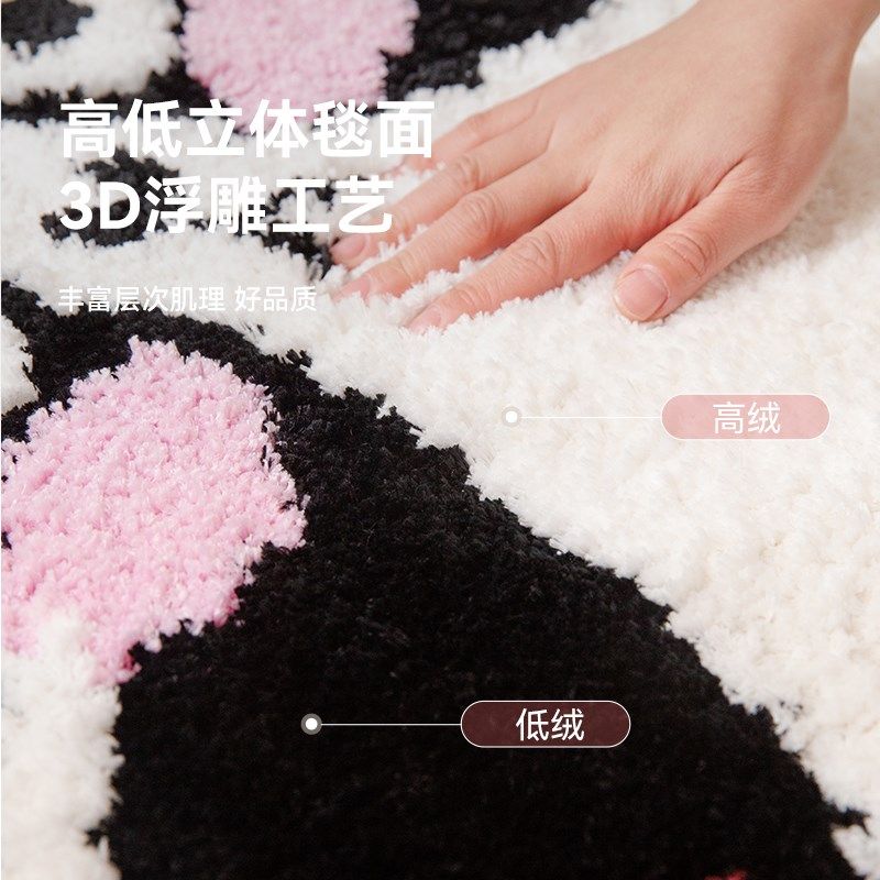 圆形地毯可爱猫咪儿童房卧室床边毯D脚垫坐垫卡通毛绒加厚防滑地