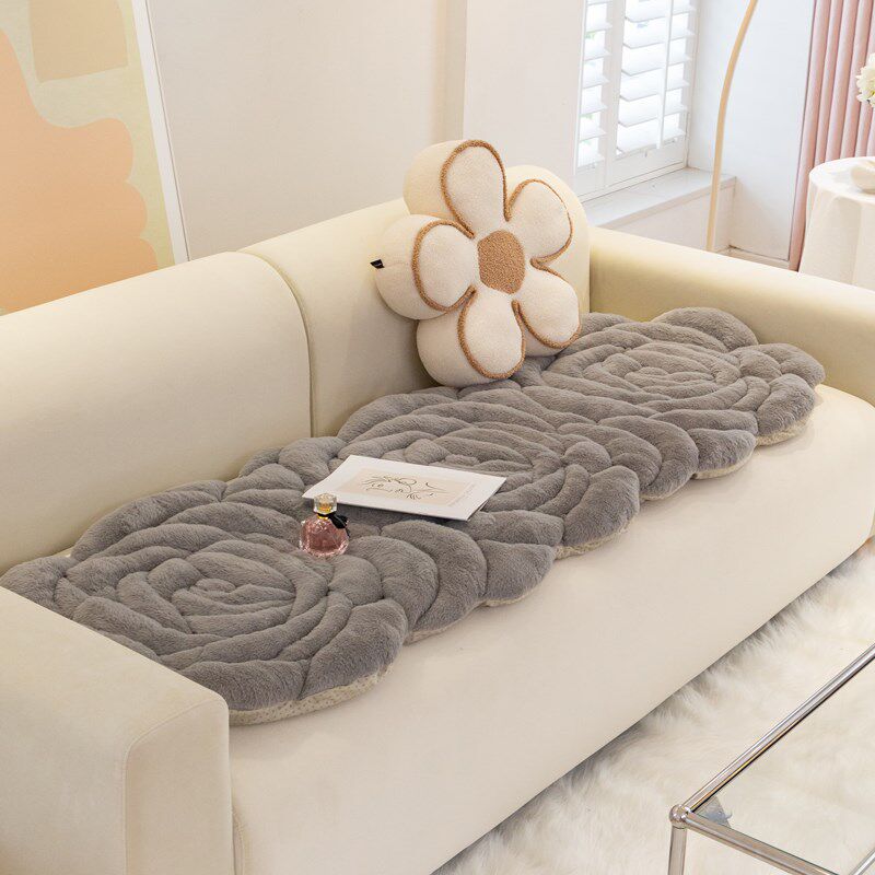 加厚毛绒沙发垫冬季防n滑三座一贵妃皮直排三人位坐垫套罩2024新