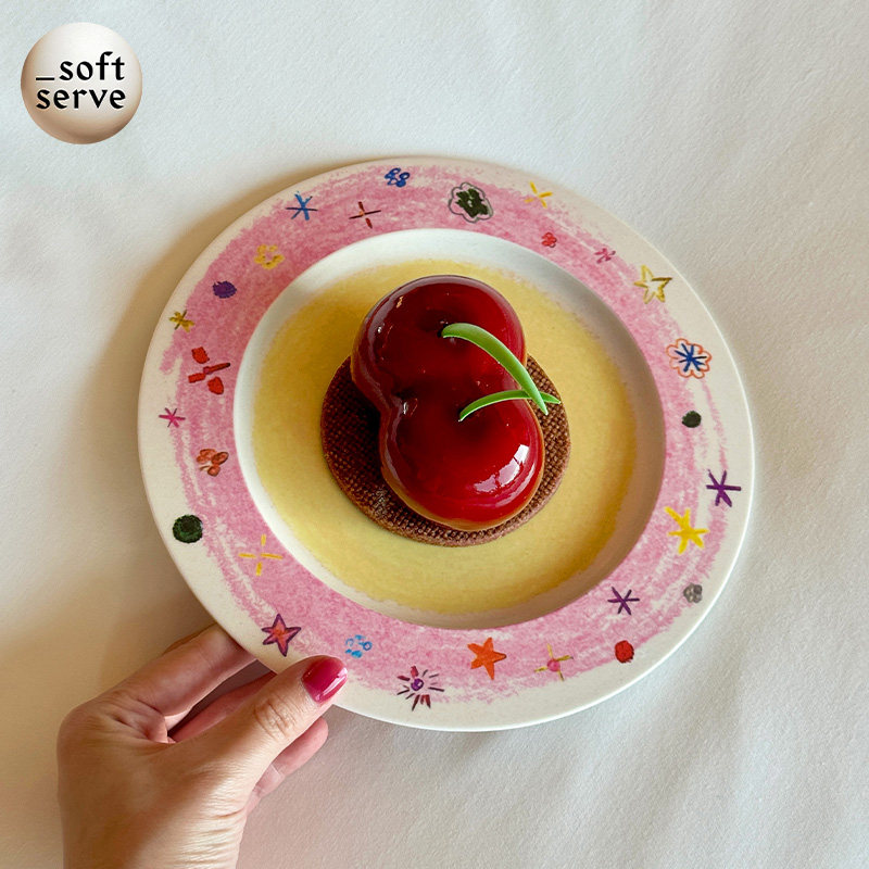 SoftServe柔软供应x欣安《蜡笔星星》竹纤维蛋糕高级感儿童餐盘子