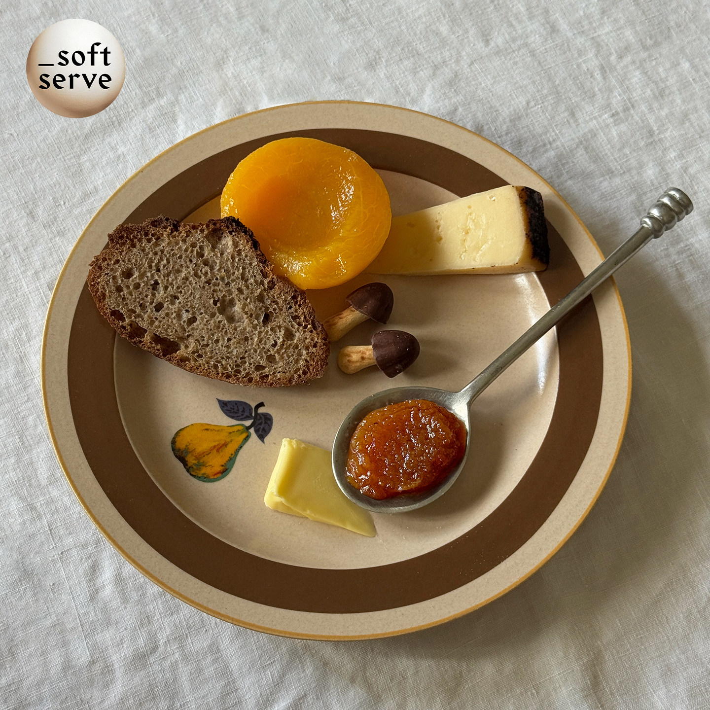 SoftServe柔软供应《森林图章》陶瓷盘复古撞色描边法式餐果盘子