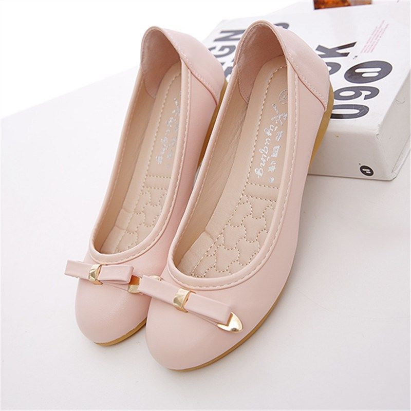 2024春秋新款防滑平底浅口圆头软皮单鞋社M会女学生百搭豆豆鞋瓢,女鞋,浅口单鞋,淘宝优惠券,粉丝福利购,淘宝优惠卷