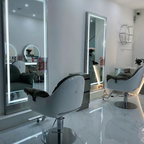 不锈钢全身镜双面落地镜网红美发镜台G理发专用镜子站立剪发镜高