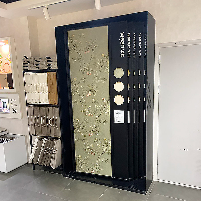 墙布展示架硅藻泥翻转展柜铝扣y板翻页架双面瓷砖展柜木地板艺术