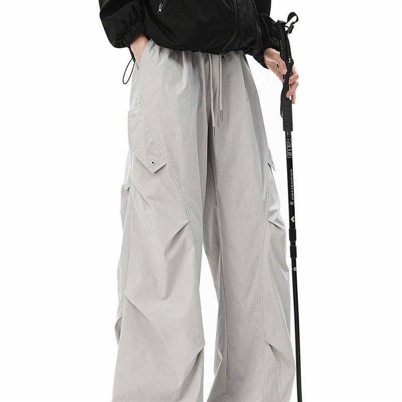 褶皱冲锋裤男2025夏季新款户外机能风伞兵工装裤宽松直Z筒休闲长,男装,卫裤,淘宝优惠券,粉丝福利购,淘宝优惠卷