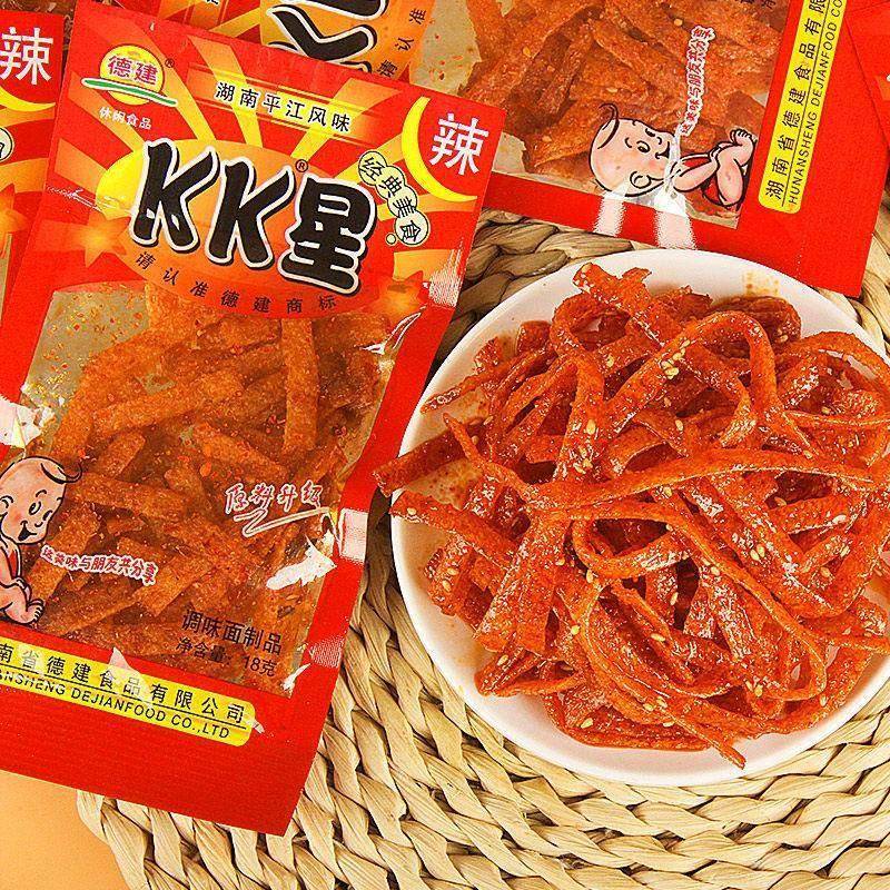 KK星辣条辣条大包德建香油条湖南平江整箱零食小包麻辣小吃辣片红