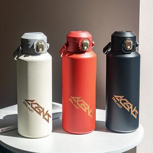 新品大容量保温杯1000ml便携带吸管水杯简约男女士车载户外保温壶