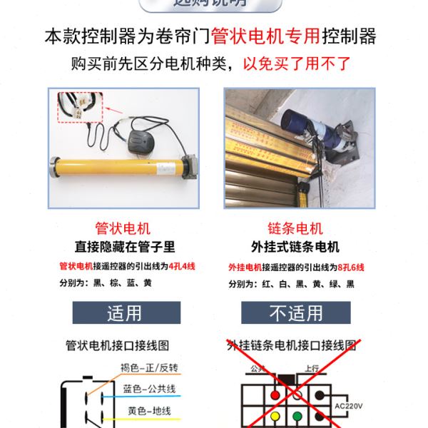 卷帘门遥控器管状电机控制器通用卷闸门接收器控制盒笑脸款
