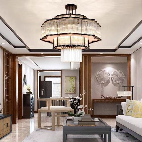 新中式水晶客厅吊灯饭店餐厅主灯酒店包厢包间宴会厅餐厅工程灯具