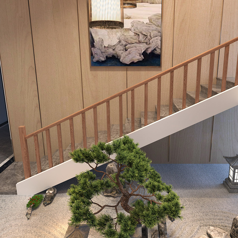 实木楼梯扶手室j内阁楼护栏防护栏杆简约中式别墅檀木黑胡桃立柱
