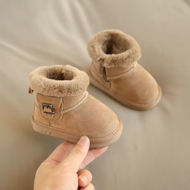 幼儿雪靴冬季鞋子软底一岁v婴儿加绒加厚棉鞋女宝学步鞋男童棉靴