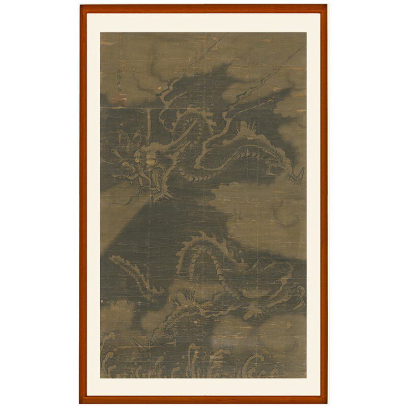 抱白墨龙图花鸟画非手绘r国画字画客厅挂画装饰画竖版卷轴装裱定