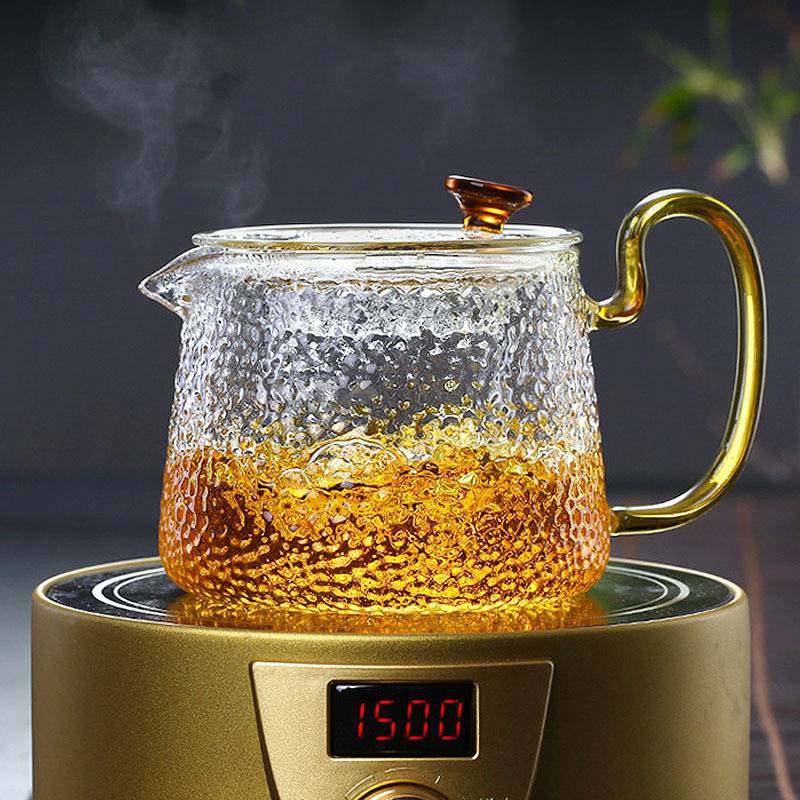 加厚玻璃茶壶过滤泡茶壶家用耐高温锤纹耐热花茶壶泡茶Z器茶具套