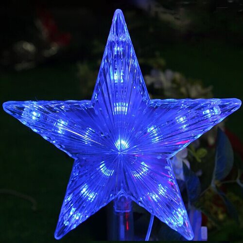 耶诞树装饰树顶星发光闪光LED五角星灯耶诞节装饰灯20cm星星道具