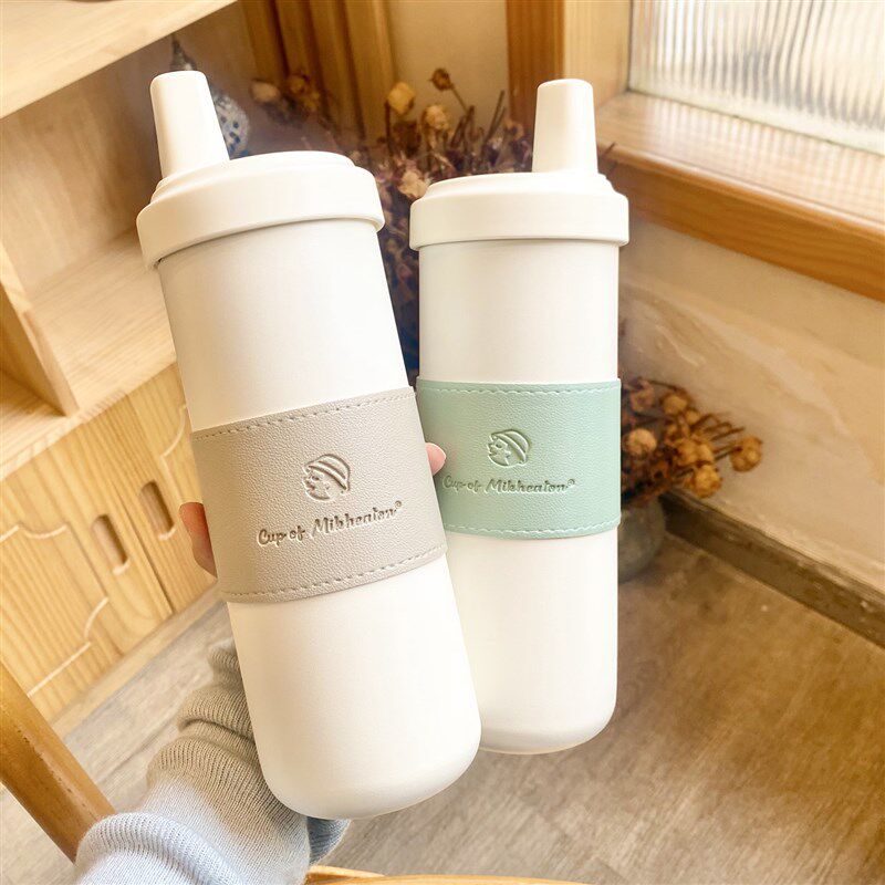 吸管杯产妇孕妇专用保温杯女士高颜值侧躺防漏简约大容量孕期水杯