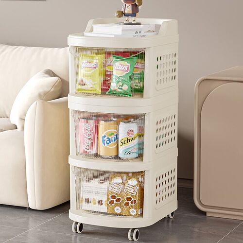 奶油风可移动零食架子p置物架客厅宝宝儿童玩具小推车收纳柜抽屉