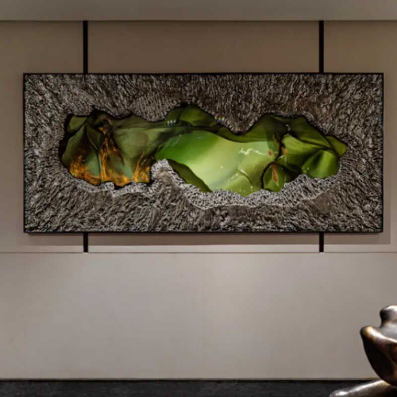 客厅画浮雕肌理画沙发背景墙挂画C酒店大堂高档装饰画茶室巨幅壁