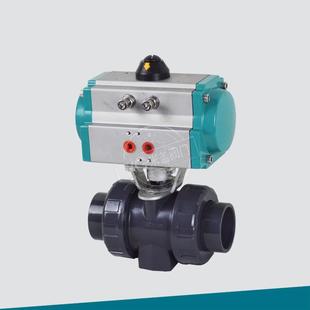CPVCPPH DN50 UPVC气动塑料球阀双由令焊接螺纹接口Q661X