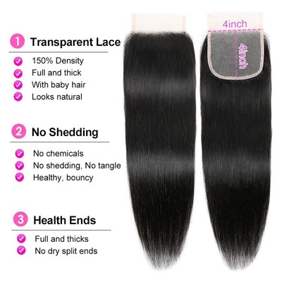 Lace Frontl Closure Peruvian Straight Closure 5x5 10X0% Huma