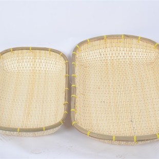 笸箩竹编柳编簸箕馒头筐板栗炒货食品卤菜现捞箩筐元宝筐收纳筐
