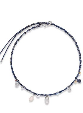 复古褶皱贝壳赶海叠戴天然淡水珍珠项链手工编织吊坠锁骨链耳环