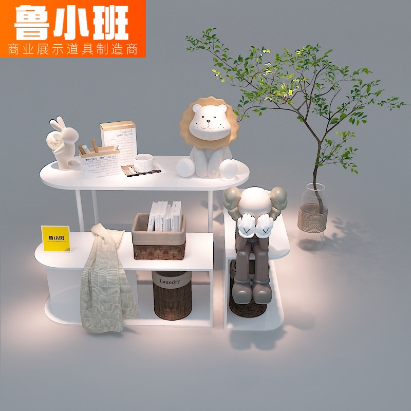 服装店中岛展示台流水台产品陈列桌白色烤漆女装高低展示桌展示柜