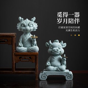 锦山堂招财十二生肖摆件办公室桌面装饰生日礼物茶宠茶玩精品可养