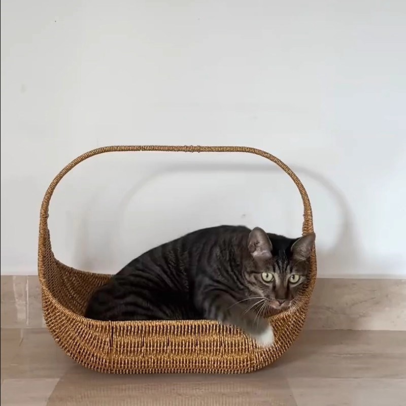 采购产品宠物窝,藤猫窝,四季通用,布娃娃猫夏天特殊半封闭蔬菜篮