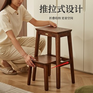 实木折叠梯凳多功能两用梯子步梯家用加厚楼梯台阶登高凳伸缩梯椅