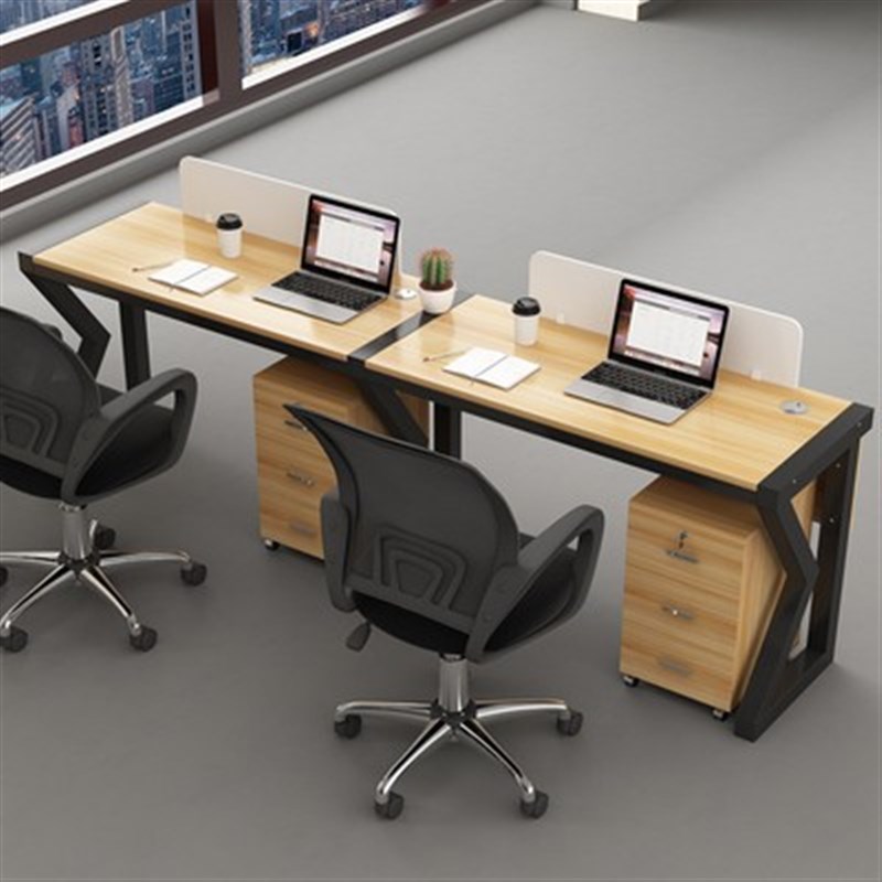 职员办公桌带挡板员工工位并排加固单人双人位屏风电脑桌椅组合