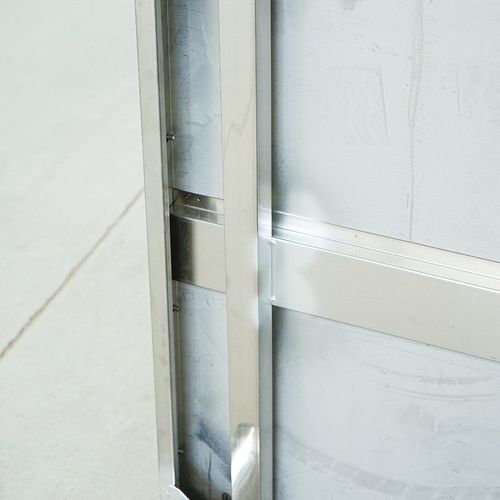 不锈钢拉门工作台商用切菜收纳储物操作台厨房饭店打包案板工作台