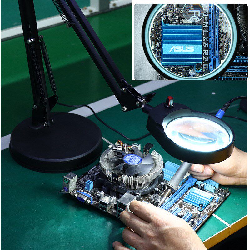 PDOK台夹两用放大镜灯金属台式阅读鉴定检测放大PD97ST护眼显微