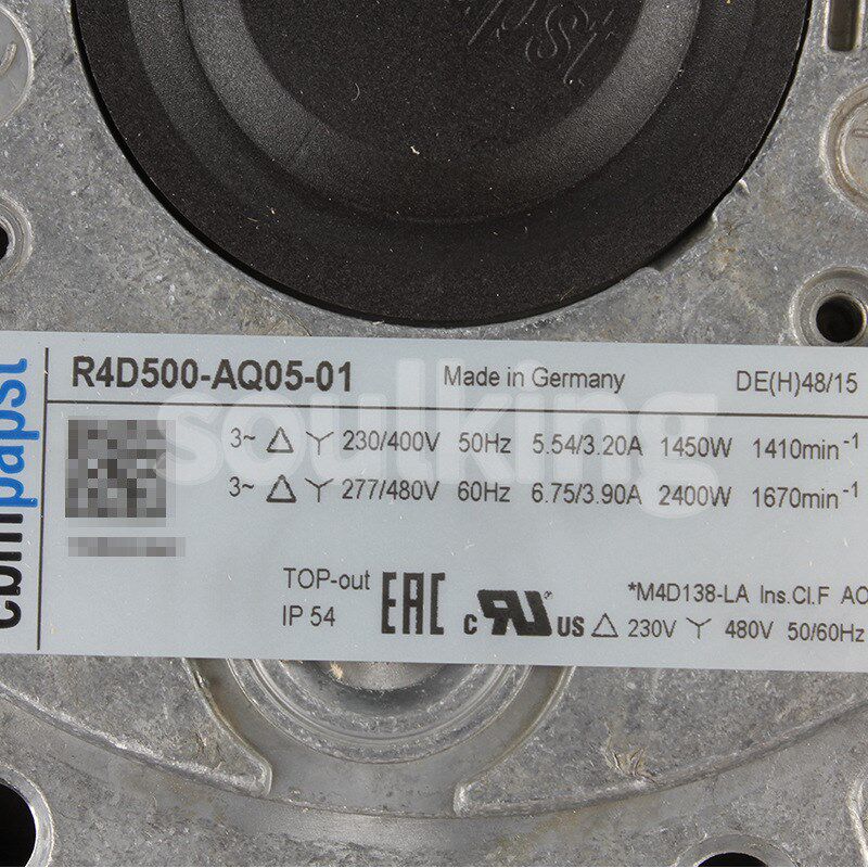 原装ebmpapst R4D500-AQ05-01 400V 5.54/3.20A 1450W 变频器风机