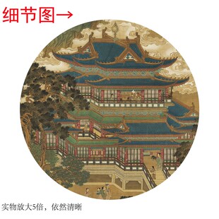 赵伯驹《仙山楼阁》客厅书房茶室装饰画挂画玄Q关水墨高清卷轴字