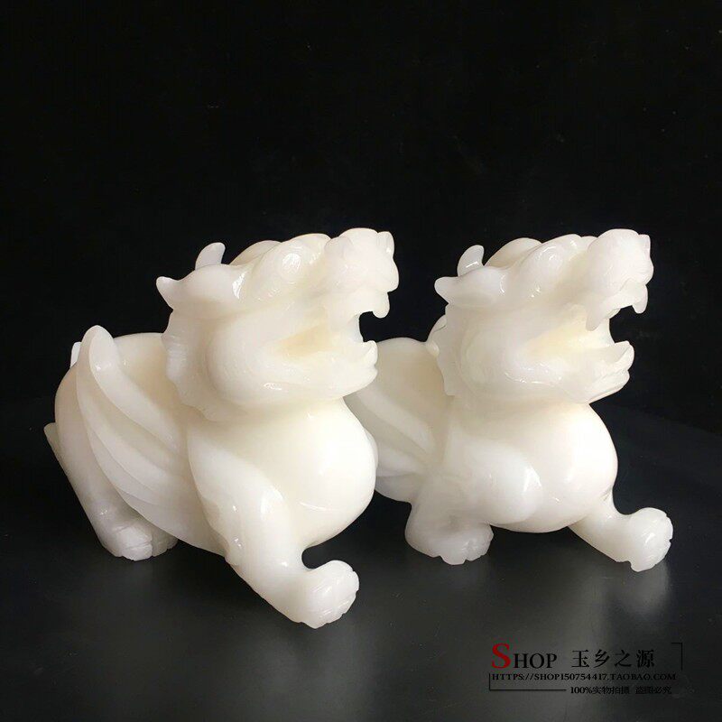 天然白玉貔貅摆件雕刻家居玄关z客厅酒柜办公室桌面工艺品礼品摆