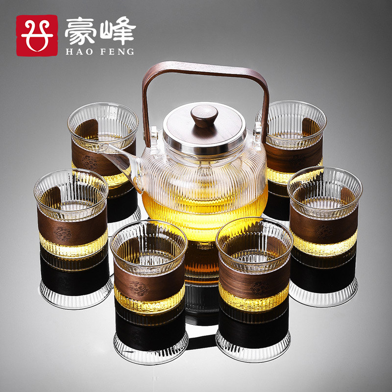 豪峰玻璃提梁壶功夫茶具套装煮y茶壶耐高温蒸煮茶器家用烧水泡茶