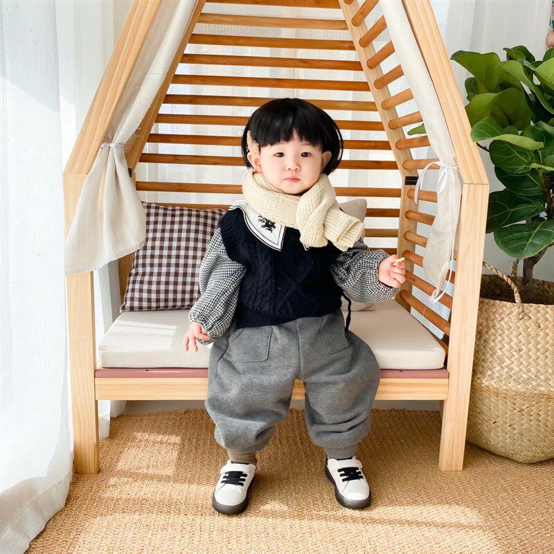 田园风格实木布面儿童读书角沙发 幼儿园环创拍照房型小房Q子椅子