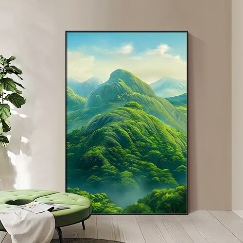 青山图挂画客厅沙发背景墙装饰画现代简约高档背有靠山.大幅落地