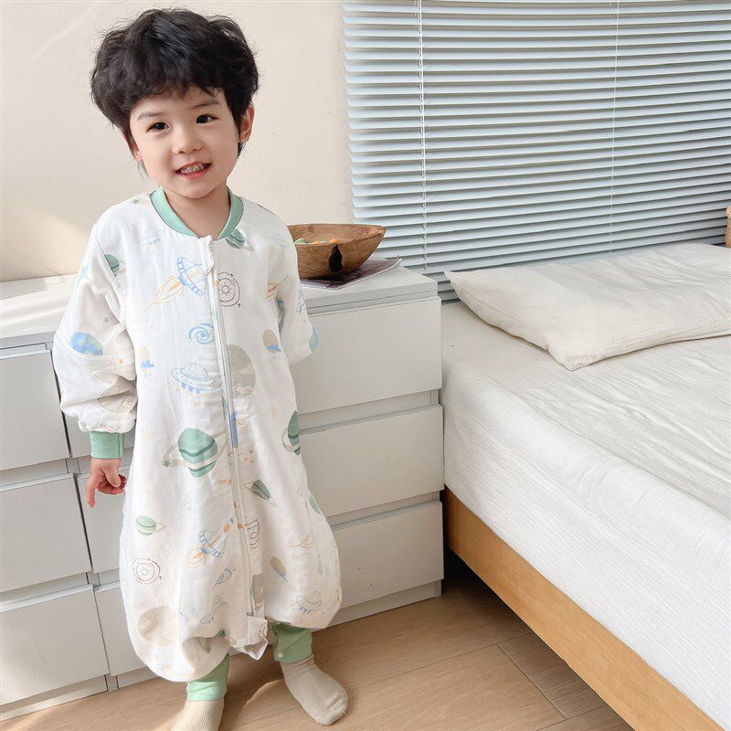 春夏秋冬四季优选天竹宝s宝睡袋竹棉可拆袖前六后四儿童纱布防踢