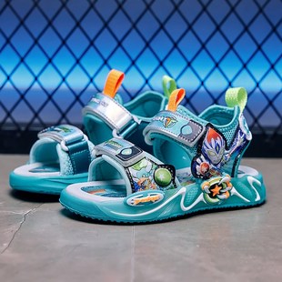 男童凉鞋2025新款夏季男宝宝鞋子发光软K底亮灯儿童运动沙滩鞋防